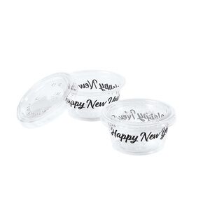 2 oz. 100 Ct. Happy New Year Disposable Plastic Gelatin Shot Cups with Lids